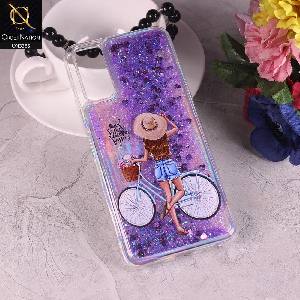 Vivo Y12s Cover - Design4 - Trendy Heart Shape Moving Liquid Glitter Shine Soft Borders Case