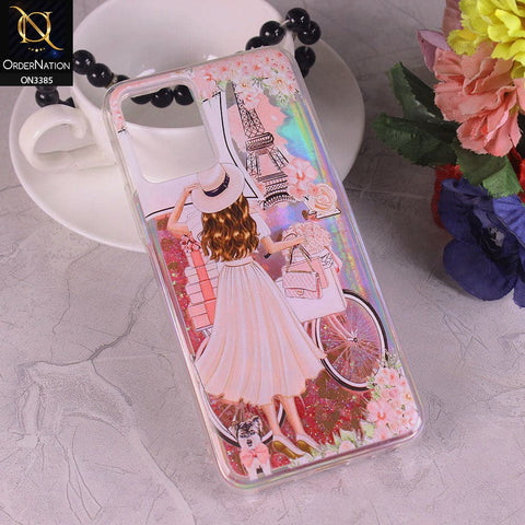 Vivo Y21e Cover - Design3 - Trendy Heart Shape Moving Liquid Glitter Shine Soft Borders Case