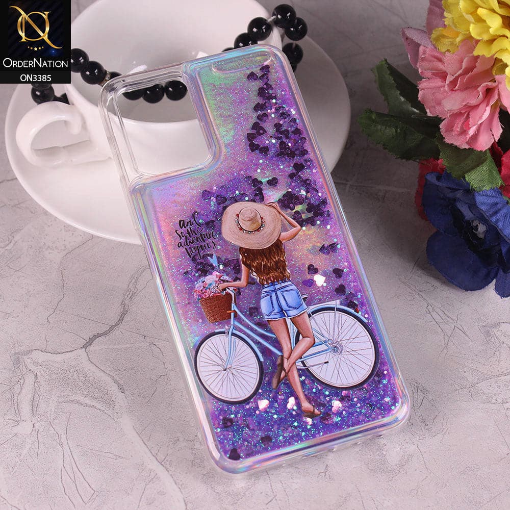 Vivo Y21s Cover - Design4 - Trendy Heart Shape Moving Liquid Glitter Shine Soft Borders Case