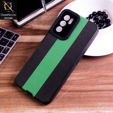 Oppo A16 Cover - Black & Green - Soft Tpu Lining Case With Camera Protection