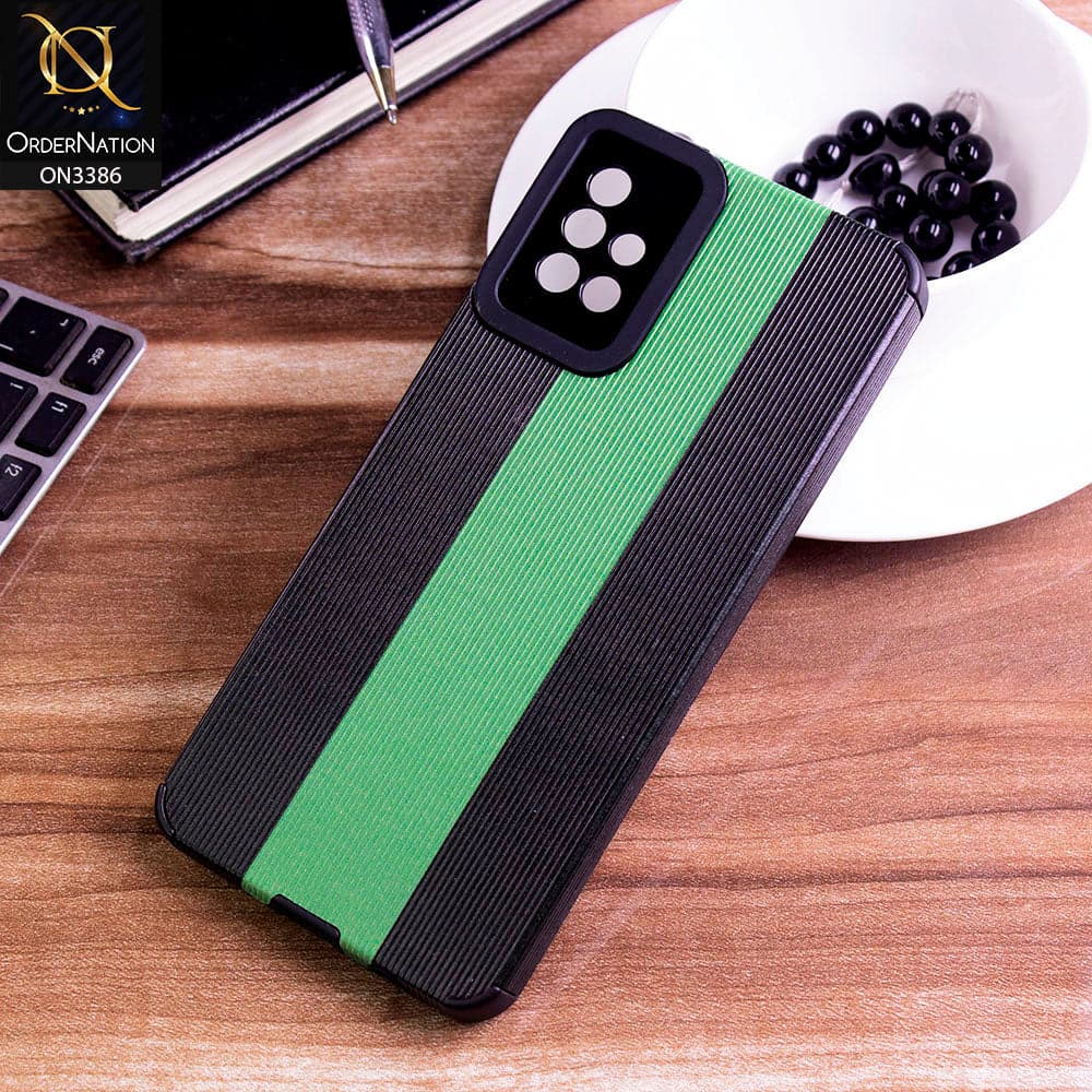 Samsung Galaxy A51 Cover - Black & Green - Soft Tpu Lining Case With Camera Protection