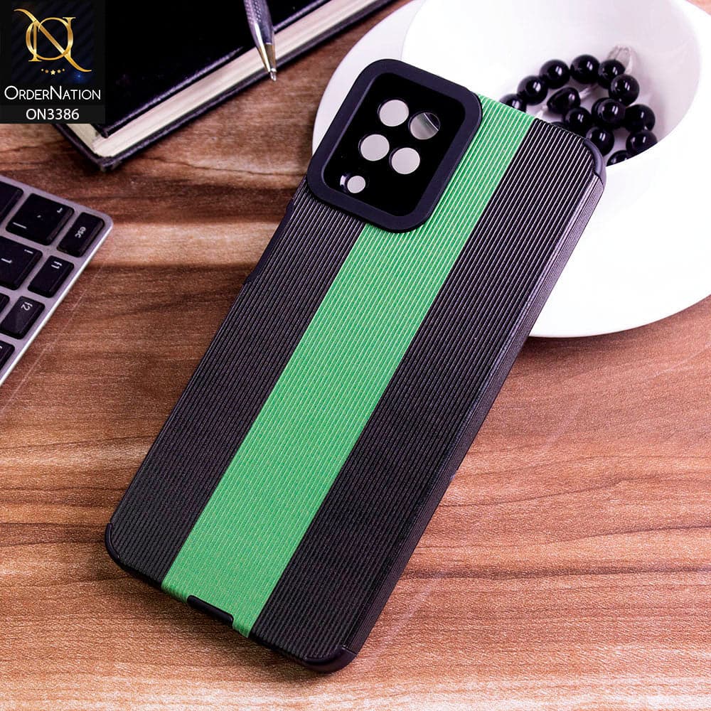 Samsung Galaxy A12 Nacho Cover - Black & Green - Soft Tpu Lining Case With Camera Protection
