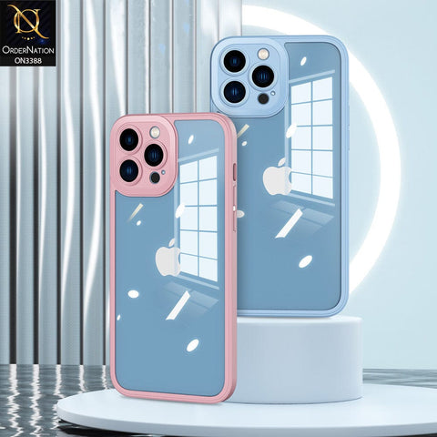 iPhone 13 Cover - Pink - Flat Series PC Transparent Back Shell Soft Color Borders Camera Protection Case