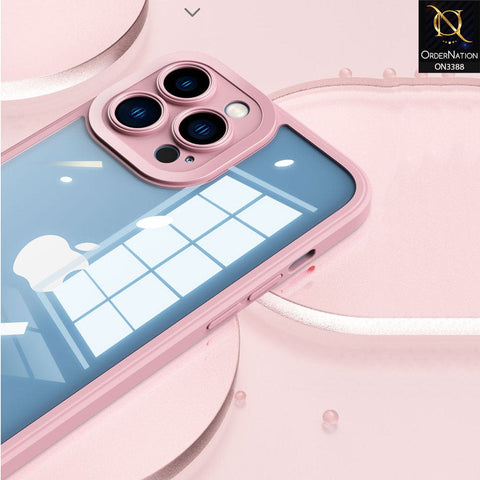 iPhone 13 Cover - Pink - Flat Series PC Transparent Back Shell Soft Color Borders Camera Protection Case
