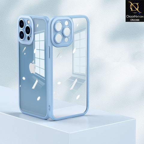 iPhone 11 Pro Max Cover - Blue - Flat Series PC Transparent Back Shell Soft Color Borders Camera Protection Case