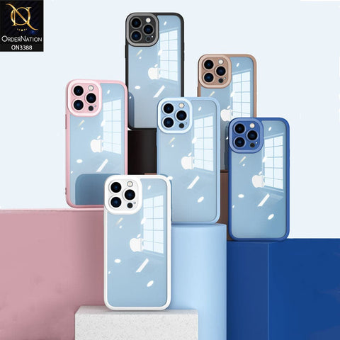 iPhone 13 Pro Max Cover - Blue - Flat Series PC Transparent Back Shell Soft Color Borders Camera Protection Case