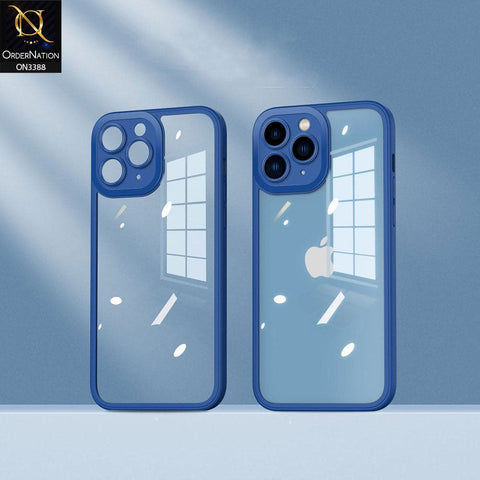 iPhone 11 Pro Cover - Blue - Flat Series PC Transparent Back Shell Soft Color Borders Camera Protection Case