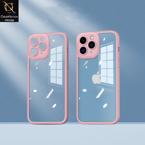 iPhone 11 Pro Max Cover - Pink - Flat Series PC Transparent Back Shell Soft Color Borders Camera Protection Case