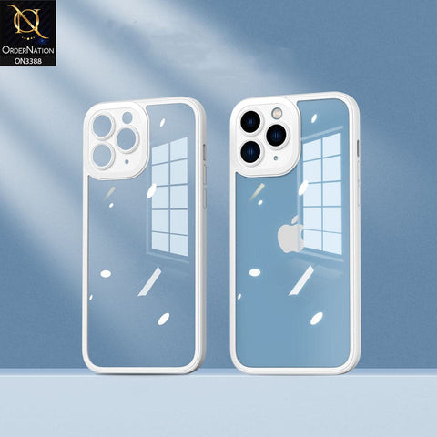 iPhone 11 Pro Max Cover - White - Flat Series PC Transparent Back Shell Soft Color Borders Camera Protection Case