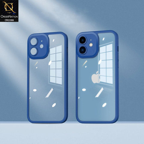 iPhone 12 Cover - Blue - Flat Series PC Transparent Back Shell Soft Color Borders Camera Protection Case
