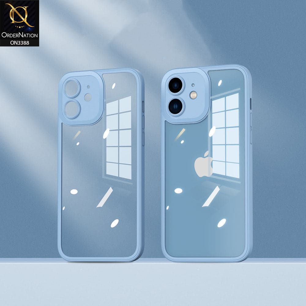 iPhone 12 Cover - Sierra Blue - Flat Series PC Transparent Back Shell Soft Color Borders Camera Protection Case