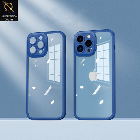 iPhone 12 Pro Max Cover - Blue - Flat Series PC Transparent Back Shell Soft Color Borders Camera Protection Case