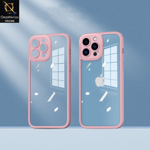 iPhone 12 Pro Max Cover - Pink - Flat Series PC Transparent Back Shell Soft Color Borders Camera Protection Case
