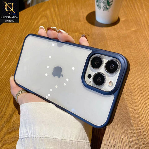 iPhone 12 Pro Max Cover - Royal Blue  - Pearl Series Soft Color Border Anti-Fall Back Shell Protective Transparent Case