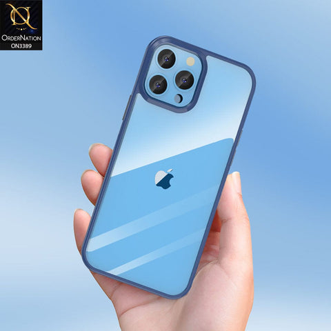 iPhone 12 Pro Max Cover - Royal Blue  - Pearl Series Soft Color Border Anti-Fall Back Shell Protective Transparent Case