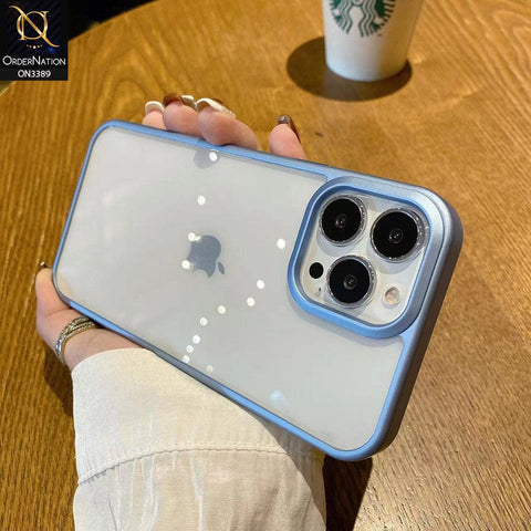 iPhone 12 Pro Max Cover - Royal Blue  - Pearl Series Soft Color Border Anti-Fall Back Shell Protective Transparent Case