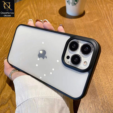 iPhone 12 Cover - Black - Pearl Series Soft Color Border Anti-Fall Back Shell Protective Transparent Case