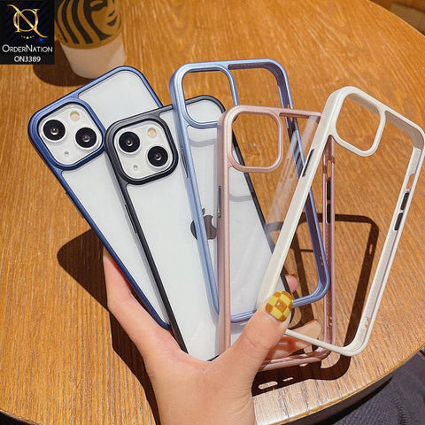 iPhone 12 Pro Max Cover - Royal Blue  - Pearl Series Soft Color Border Anti-Fall Back Shell Protective Transparent Case