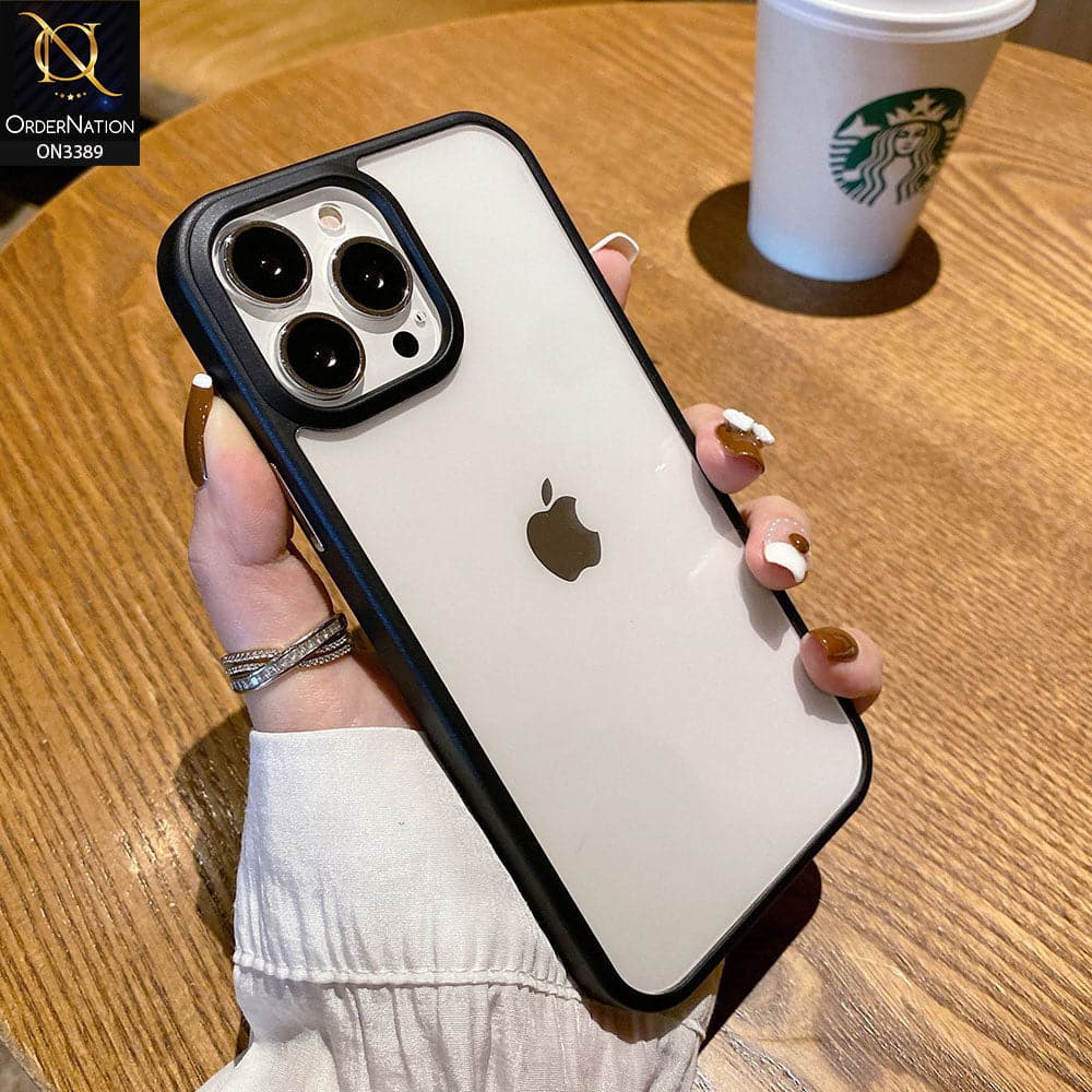 iPhone 12 Pro Cover - Black - Pearl Series Soft Color Border Anti-Fall Back Shell Protective Transparent Case
