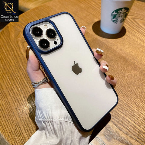 iPhone 12 Pro Cover - Royal Blue - Pearl Series Soft Color Border Anti-Fall Back Shell Protective Transparent Case