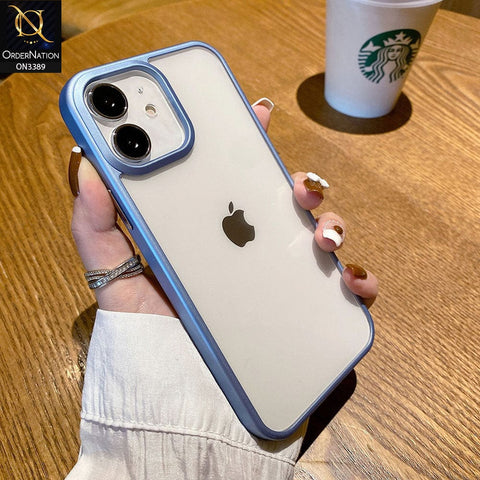 iPhone 12 Cover - Sierra Blue  - Pearl Series Soft Color Border Anti-Fall Back Shell Protective Transparent Case