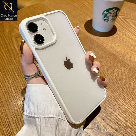 iPhone 12 Cover - White  - Pearl Series Soft Color Border Anti-Fall Back Shell Protective Transparent Case