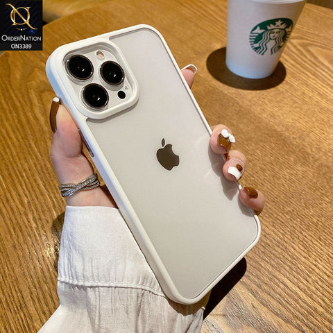iPhone 12 Pro Cover - White  - Pearl Series Soft Color Border Anti-Fall Back Shell Protective Transparent Case