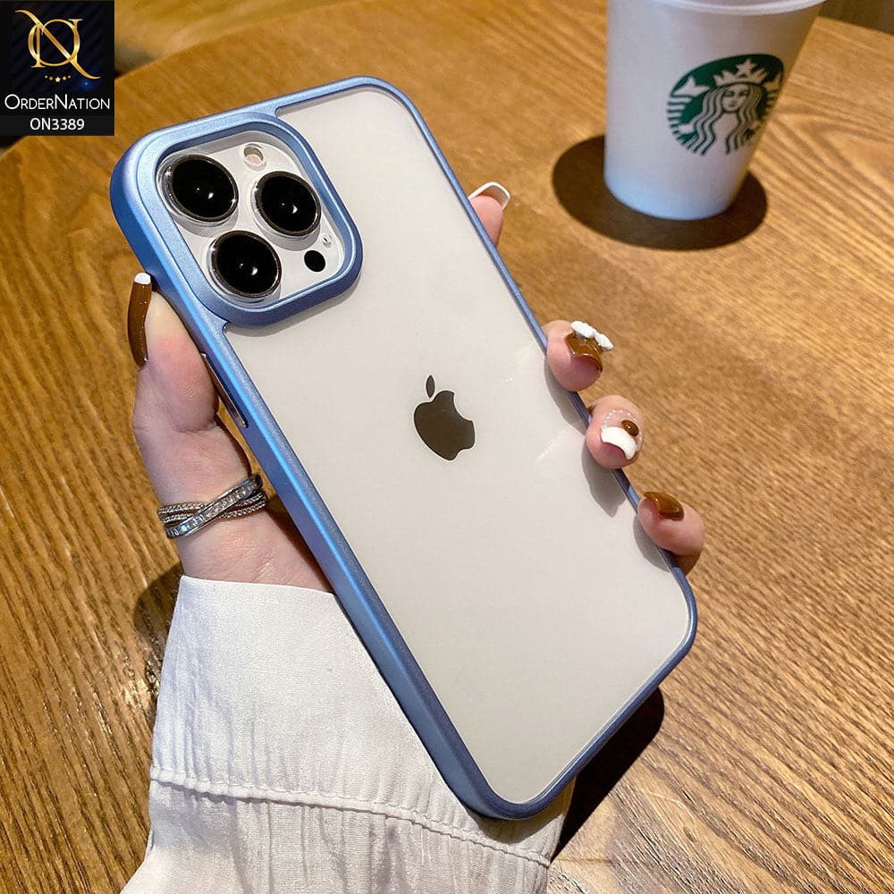 iPhone 12 Pro Max Cover - Sierra Blue  - Pearl Series Soft Color Border Anti-Fall Back Shell Protective Transparent Case