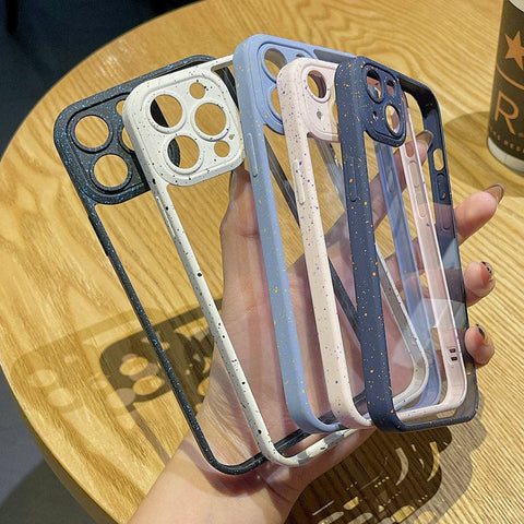 iPhone 12 Pro Cover - Blue - Splash Series Shockproof Transparent Hard Pc Back Soft Borders Camera Protection Case