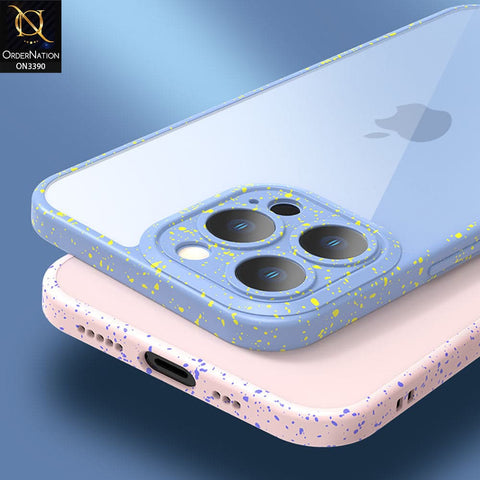 iPhone 12 Pro Cover - Blue - Splash Series Shockproof Transparent Hard Pc Back Soft Borders Camera Protection Case