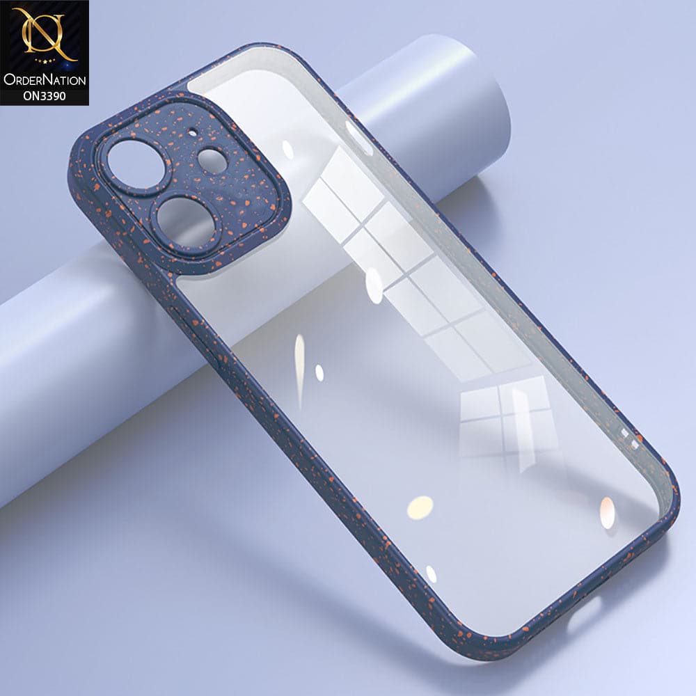 iPhone 12 Cover - Blue - Splash Series Shockproof Transparent Hard Pc Back Soft Borders Camera Protection Case