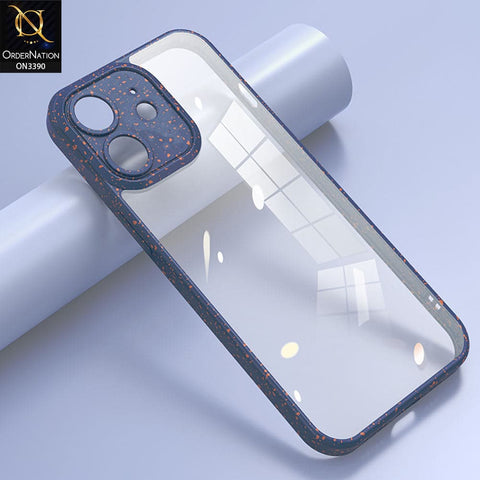 iPhone 12 Cover - Blue - Splash Series Shockproof Transparent Hard Pc Back Soft Borders Camera Protection Case