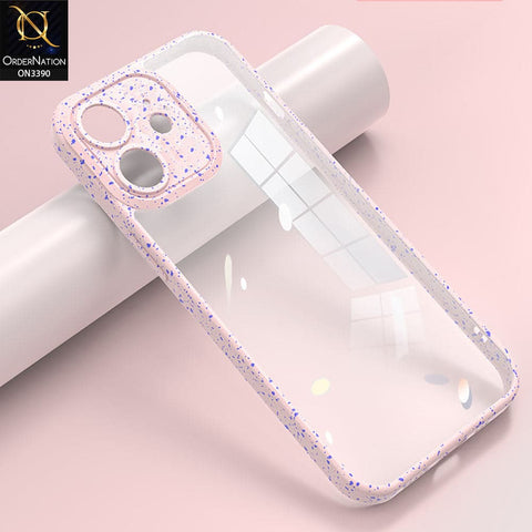 iPhone 12 Cover - Pink - Splash Series Shockproof Transparent Hard Pc Back Soft Borders Camera Protection Case