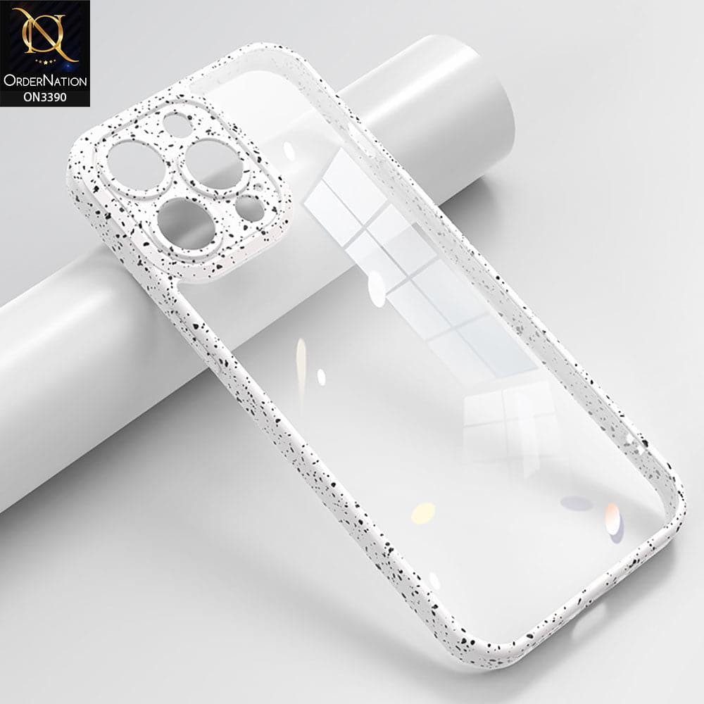 iPhone 12 Pro Max Cover - White - Splash Series Shockproof Transparent Hard Pc Back Soft Borders Camera Protection Case
