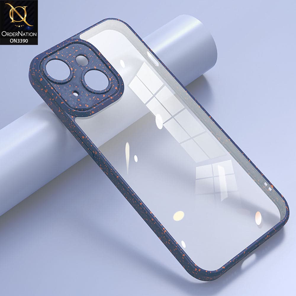 iPhone 13 Cover - Blue - Splash Series Shockproof Transparent Hard Pc Back Soft Borders Camera Protection Case