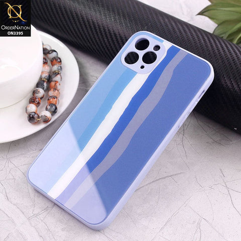 iPhone 11 Pro Max Cover - Blue - New Infinity Rainbow Series Back tempered Glass Soft Borders Case With Camera Protection