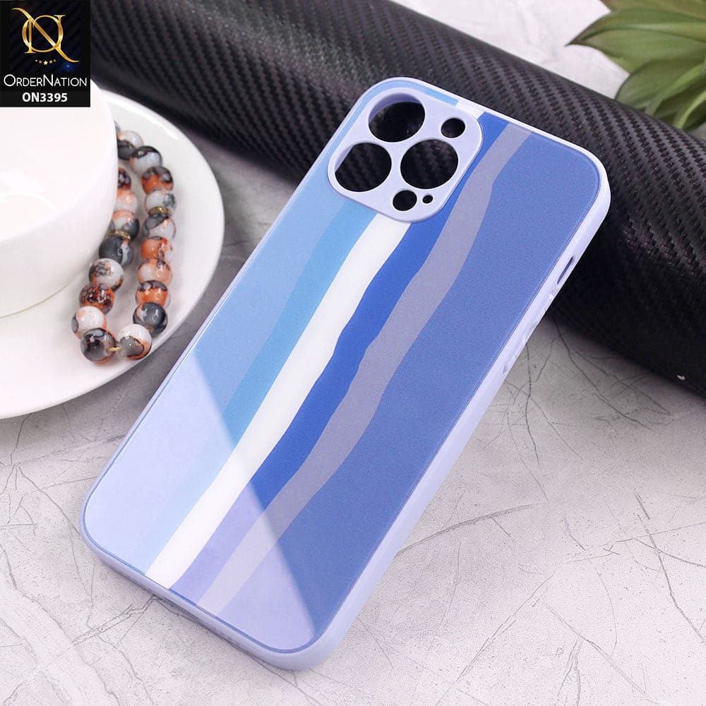iPhone 13 Pro Cover - Blue - New Infinity Rainbow Series Back tempered Glass Soft Borders Case With Camera Protection