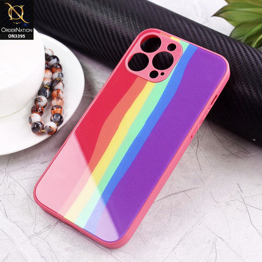 iPhone 13 Pro Cover - Red - New Infinity Rainbow Series Back tempered Glass Soft Borders Case With Camera Protection