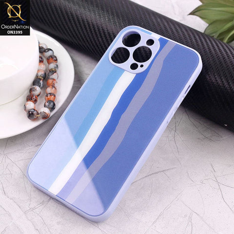 iPhone 13 Pro Max Cover - Blue - New Infinity Rainbow Series Back tempered Glass Soft Borders Case With Camera Protection