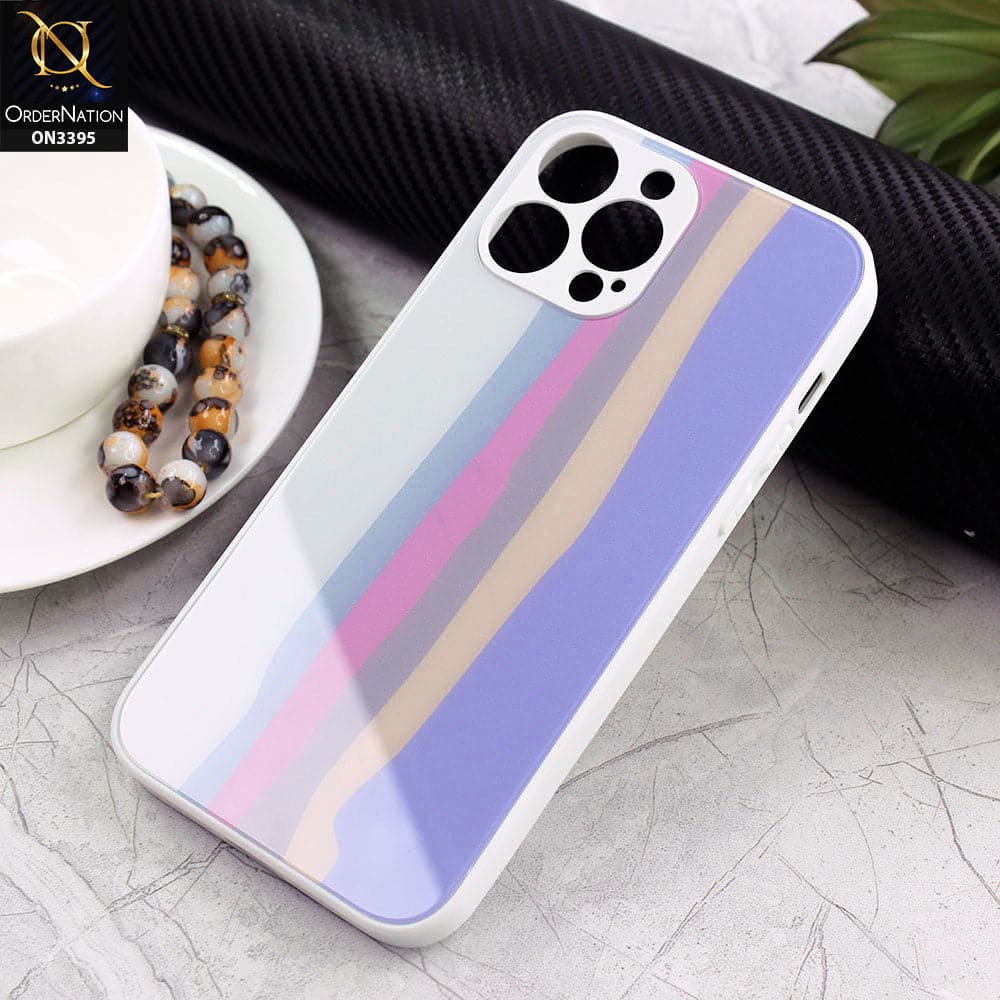 iPhone 13 Pro Max Cover - Gray - New Infinity Rainbow Series Back tempered Glass Soft Borders Case With Camera Protection