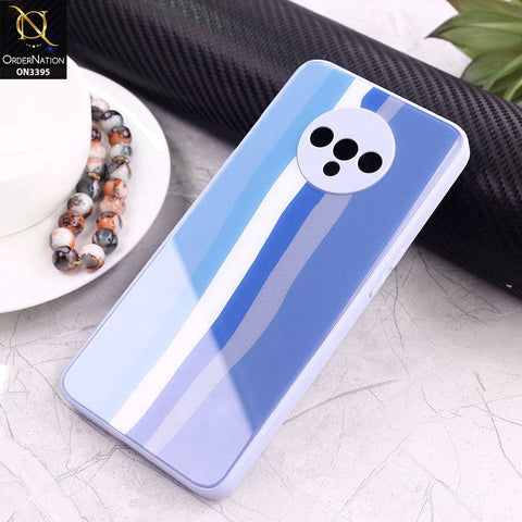 OnePlus 7T Cover - Blue - New Infinity Rainbow Series Back tempered Glass Soft Borders Case With Camera Protection