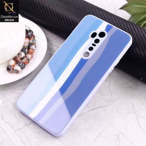OnePlus 7T Pro Cover - Blue - New Infinity Rainbow Series Back tempered Glass Soft Borders Case With Camera Protection