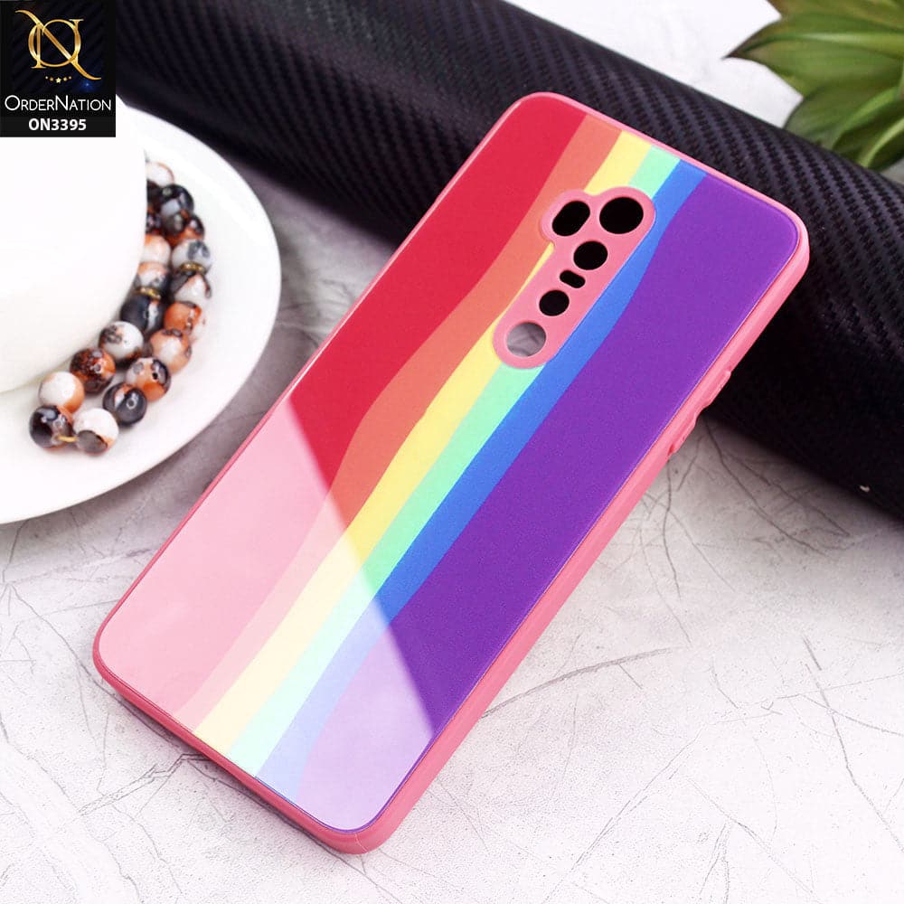 OnePlus 7T Pro Cover - Red - New Infinity Rainbow Series Back tempered Glass Soft Borders Case With Camera Protection