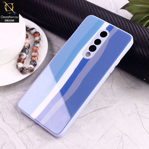 OnePlus 8 4G Cover - Blue - New Infinity Rainbow Series Back tempered Glass Soft Borders Case With Camera Protection