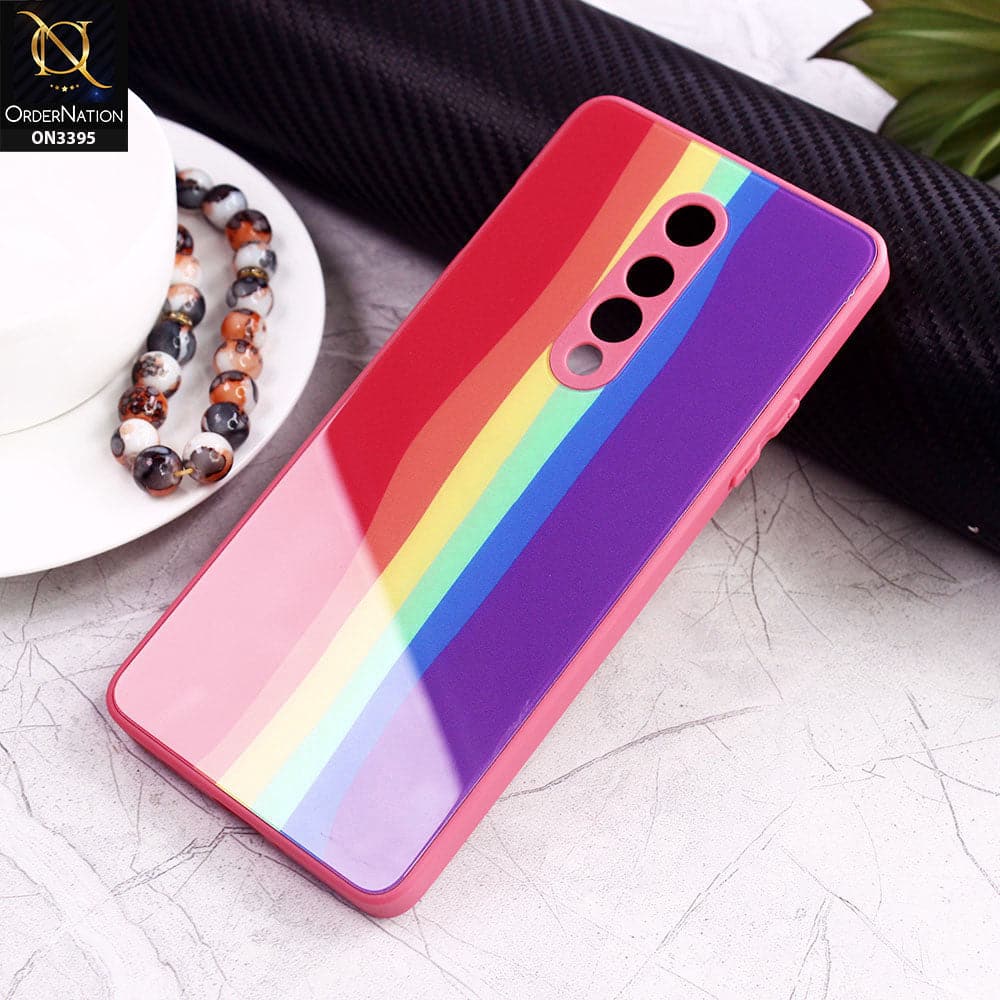 OnePlus 8 4G Cover - Red - New Infinity Rainbow Series Back tempered Glass Soft Borders Case With Camera Protection