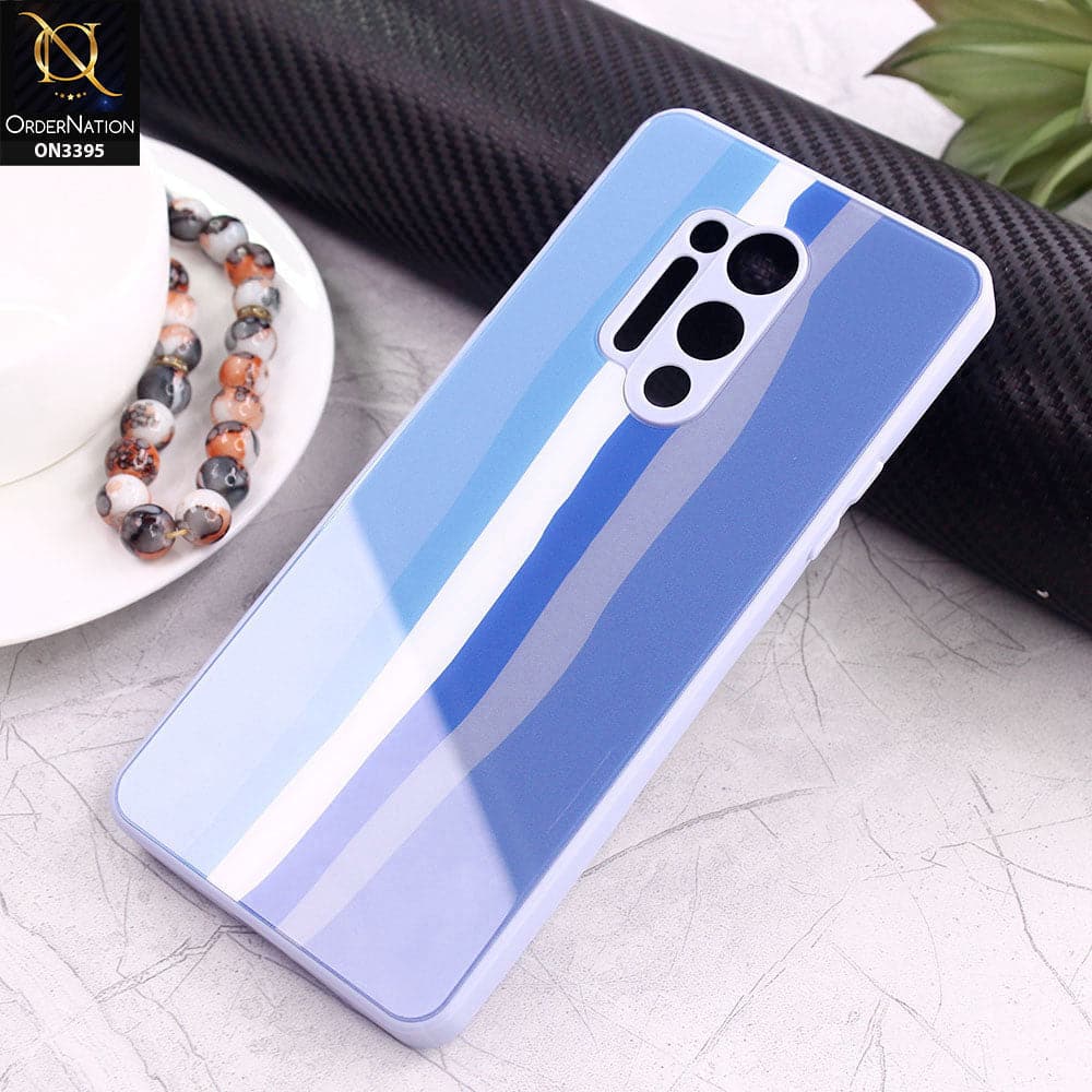 OnePlus 8 Pro Cover - Blue - New Infinity Rainbow Series Back tempered Glass Soft Borders Case With Camera Protection