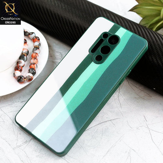 OnePlus 8 Pro Cover - Green - New Infinity Rainbow Series Back tempered Glass Soft Borders Case With Camera Protection