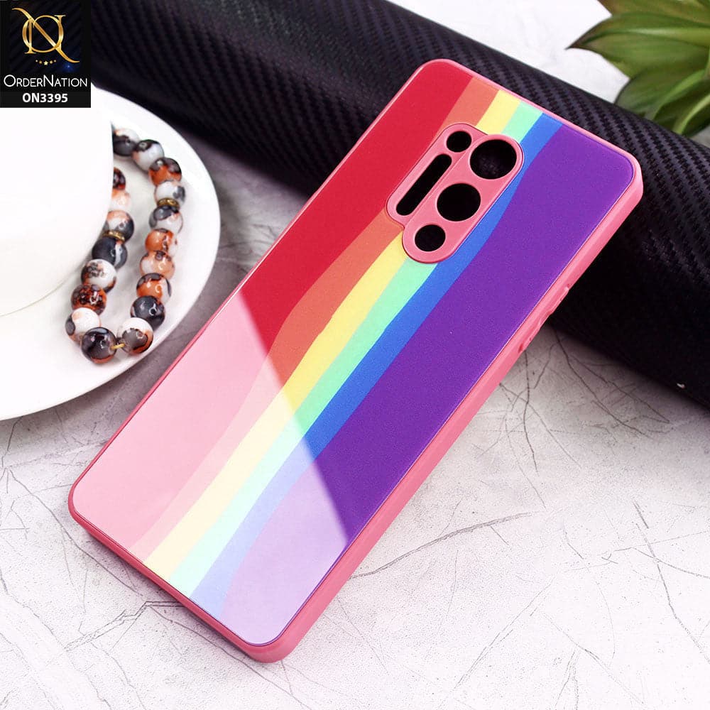 OnePlus 8 Pro Cover - Red - New Infinity Rainbow Series Back tempered Glass Soft Borders Case With Camera Protection