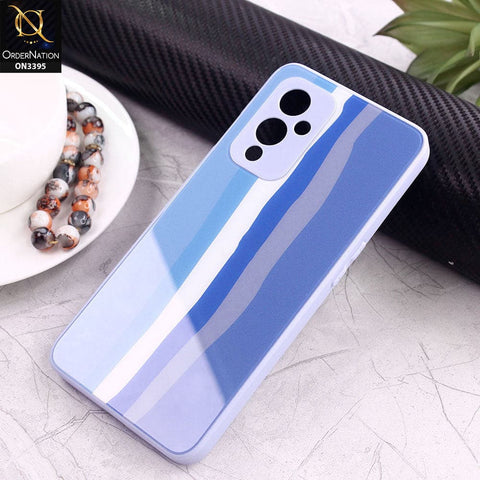 OnePlus 9 Cover - Blue - New Infinity Rainbow Series Back tempered Glass Soft Borders Case With Camera Protection