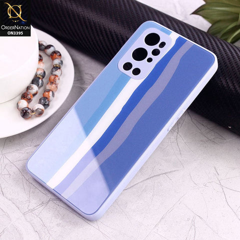 OnePlus 9 Pro Cover - Blue - New Infinity Rainbow Series Back tempered Glass Soft Borders Case With Camera Protection